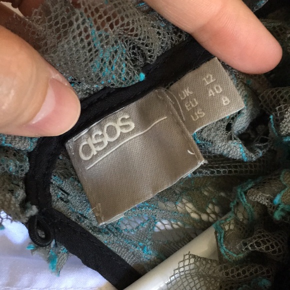 Petite lace skater mini dress with velvet tie neck - Picture 3 of 4